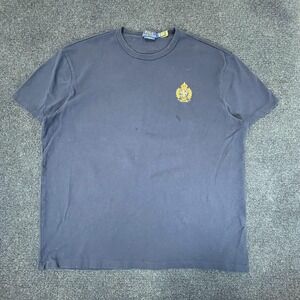 Polo Ralph Lauren Shirt Mens Extra Large Navy Blue Crest Embroidered Classic Fit